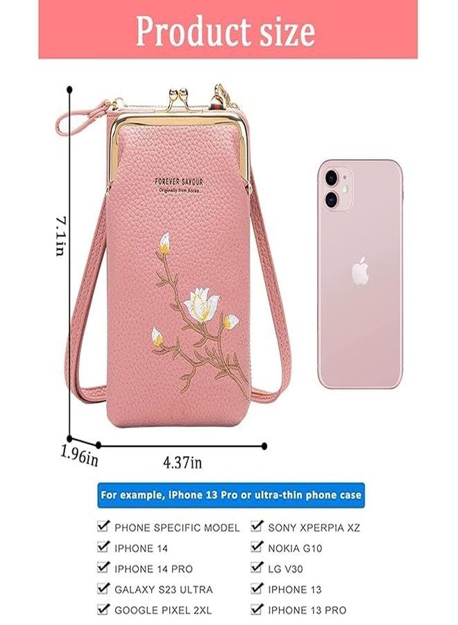 Bago Crossbody Phone Bag for Women & Girls | Stylish Faux Leather Mini Sling Bag | Mobile Phone Holder Wallet Pouch with Zipper | Small Shoulder Purse with Strap & Card Slots Pink - Image 3